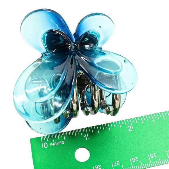 Whimsical Butterfly Floral Hair Accessories Set Blue Green Hair Sticks Claw Clip - Picture 7 of 12